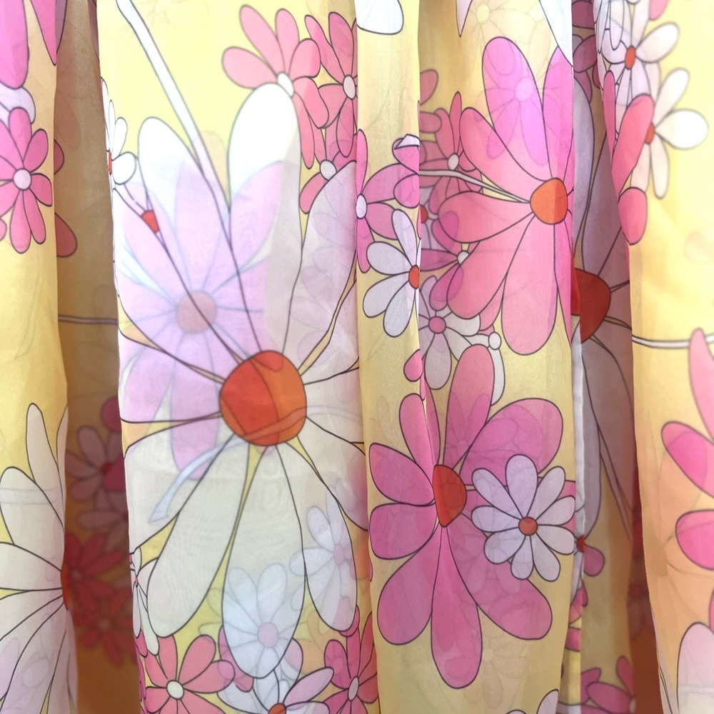 Price drop! Rare Selkie Yellow Floral Midi Dress with Pink & White Daisies - Picture 6 of 6